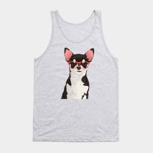 Hipster Black and White Coat Chihuahua T-Shirt Tank Top